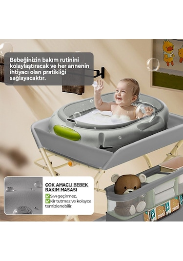 Portatif Bebek Alt Değiştirme Bakım Masası Sepetli Organizer Katlanabilir Taşınabilir İstasyon Tekerlekli Askılık Gri Portatif Bebek Alt Değiştirme Bakım Masası Sepetli Organizer Katlanabilir Taşınabilir İstasyon Tekerlekli Askılık Gri
