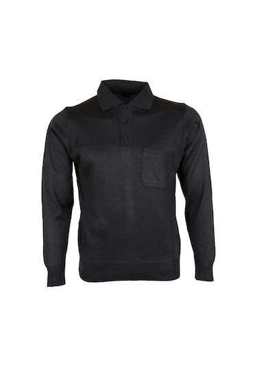 Erkek Füme Kazak Polo Yaka Yünlü Klasik Normal Kesim Rar00646