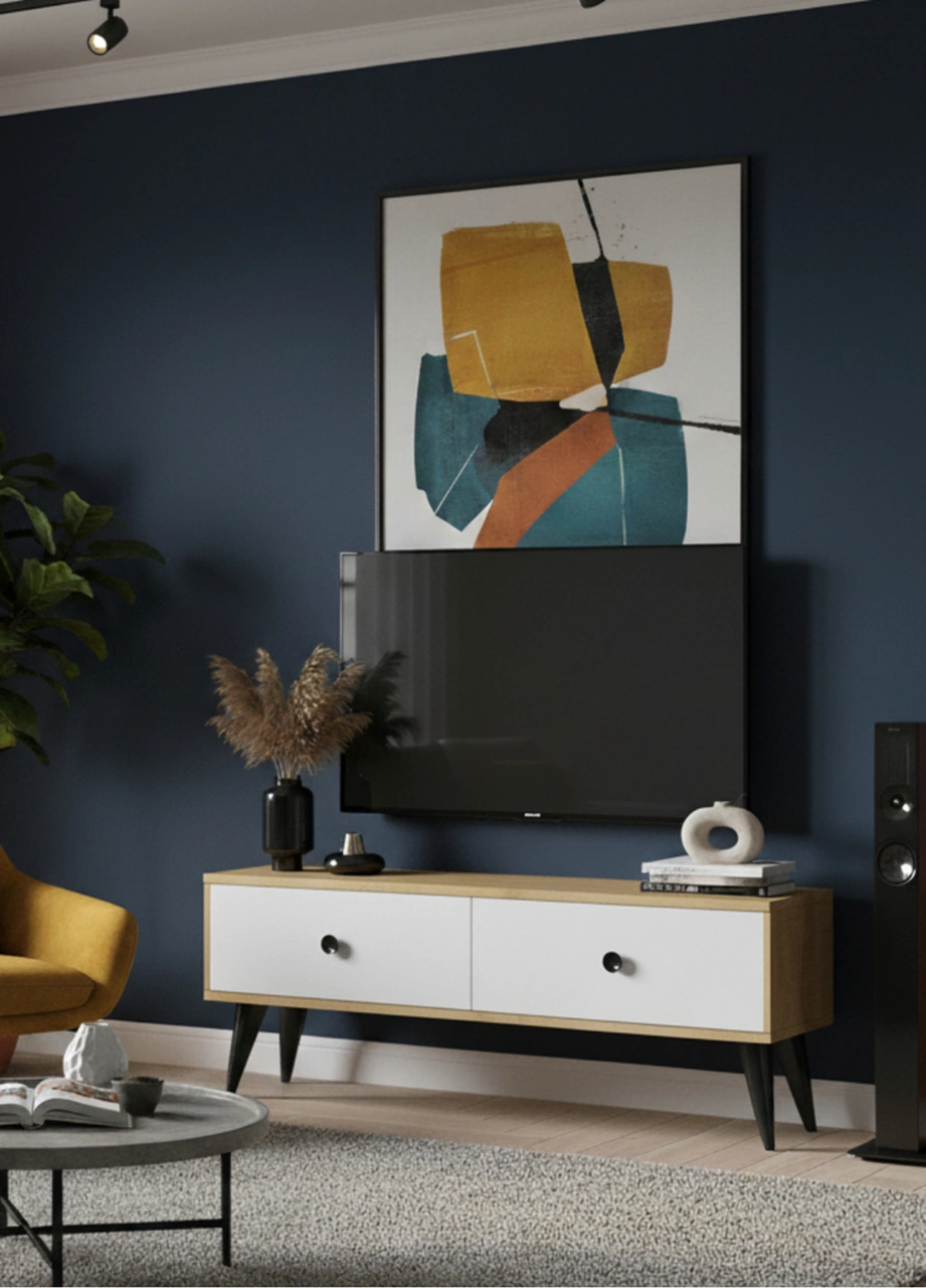 Tsa1202db - Mona Tv Stand Safirmeşe-beyaz 120cm Beyaz