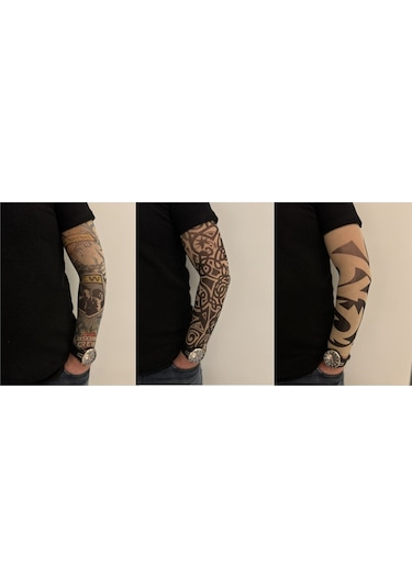 Giyilebilir Dövme 3 Çift 6 Adet Kol Çorap Dövmesi Sleeve Tattoo Set21