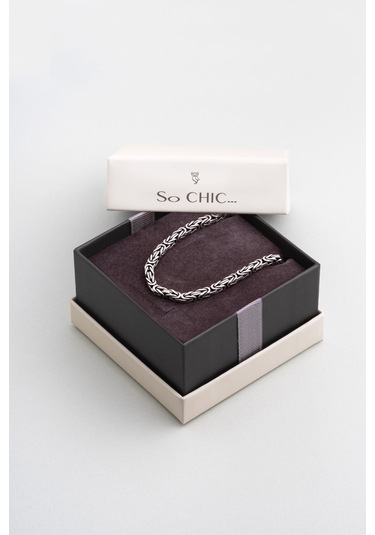 Gladius Gücü Oksitli 60 Cm Gümüş Erkek Kral Zincir Kolye Gri