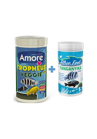 Tropheus Veggie 1000ml + BlueFeel Tanganyika Chips 250ml Kutu