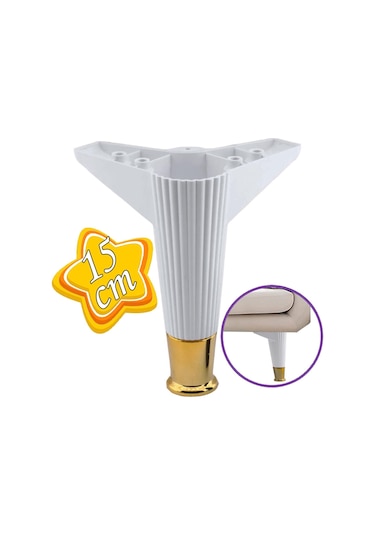 Golden Ayak 15 Cm Beyaz Altın Gold Mobilya Kanepe Sehpa Ünite Koltuk Ayağı Baza Ayak Ayakları