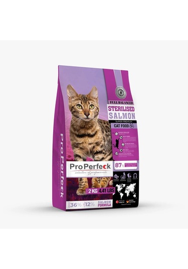 Pro Perfeck Süper Premium Kısırlaştırılmış Somonlu Portakallı Yetişkin Kedi Maması 2 KG