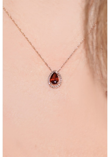 Pırlanta Yakut Damla Rose Kolye