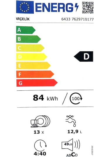 Arçelik 6433 13 Kişilik 3 Programlı Bulaşık Makinesi
