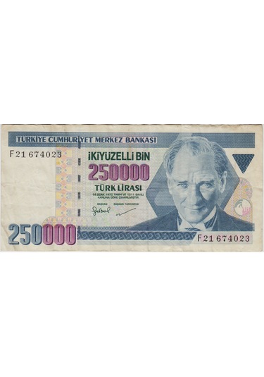 7. Emisyon 3. Tertip 250.000 Lira F21 Çok Temiz -