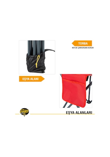 Camp 2.0 Katlanabilir Kamp Piknik Sandalyesi - Kırmızı