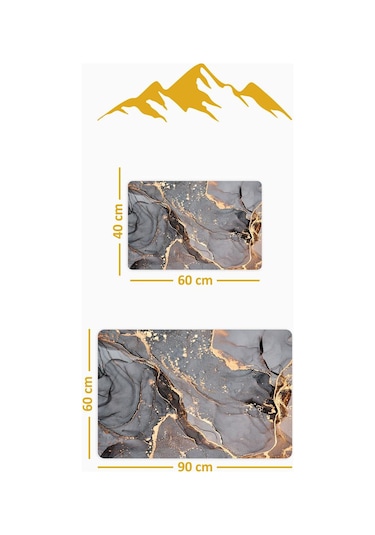 Yıkanabilir Kaymaz Tabanlı Modern Desenli 2'li Banyo Paspas Takımı Bps0019 Renkli