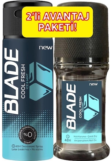 Blade Cool Fresh Erkek Sprey Deodorant 150 ML + Cool Fresh Erkek Roll-On Deodorant 50 ML