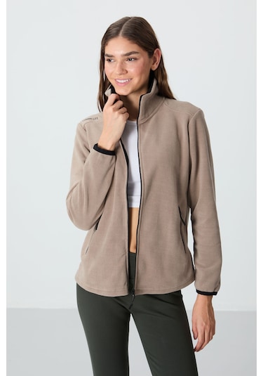 Rahat Form Dik Yaka 2li Paket Siyah-koyu Bej Kadın Polar Sweatshirt - 97173 Siyah - Bej - Kahverengi