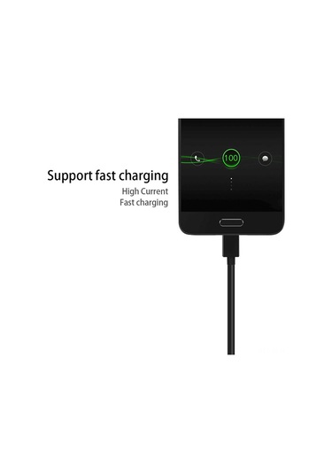 Jeemson Siyah 9v Hızlı Şarj Type-c Kablosu - Usb Data Ve Şarj İçin 1 Metre Uzunluk