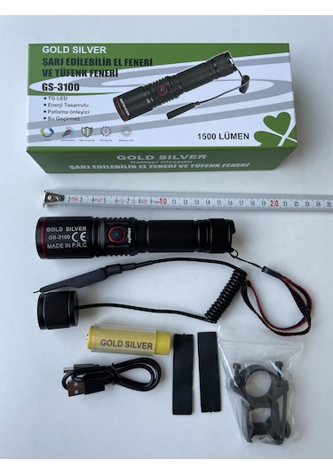Gold Silver Gs-3100 En Yeni Model El Feneri Siyah