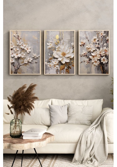 Ahşap Çerçeveli Mdf Tablo Seti Salon Ve Oturma Odası Için Çt3100 42 X 62