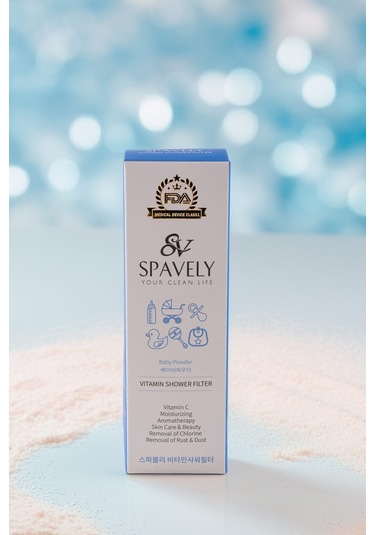 Spavely Bebek Pudrası Duş Başlığı Filtresi Arıtması Güney Kore Menşei Klor Kireç Karşıtı Hoş Kokulu 150 Gr Beyaz