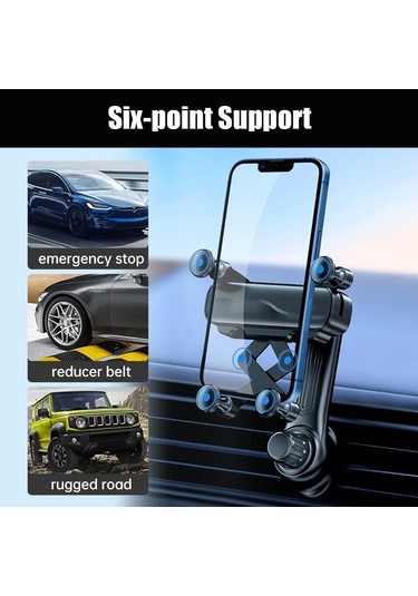 Geeksen Siyah Evrensel Araç Havalandırma Telefon Tutucu: Döner Kütle İndüksiyonu, Genişletilebilir Kollü Ve Sabit Tutma Özelliği