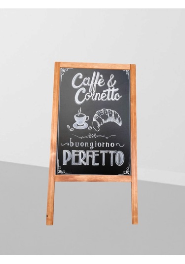 Menü Tahtası Ahşap Ayaklı Çift Taraflı Yazı Tahtası 95x50
