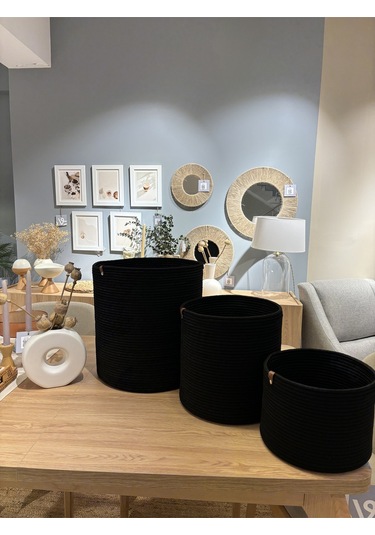 Rover Çok Amaçlı Düzenleyici Sepet, Saksılık, Organizer 3'lü Set Siyah