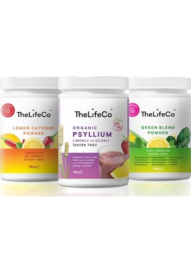 TheLifeCo Lemon Cayenne & Green Blend & Limonlu Çilekli Psyllium