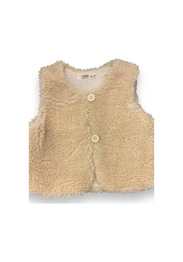 Kız Bebek Peluş Yelek-14866 Bej