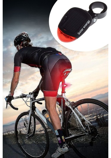 Sıladanal Led Güneş Enerjisi İle Şarj Edilebilir Bisiklet Kuyruk Lambası Solar Bisiklet Lambası Siyah