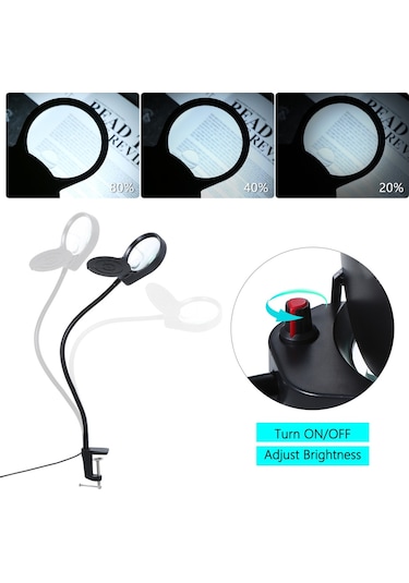 Hallow Tomshine 3x / 10x Metal Kelepçeli Ultra Büyüteç Lambası