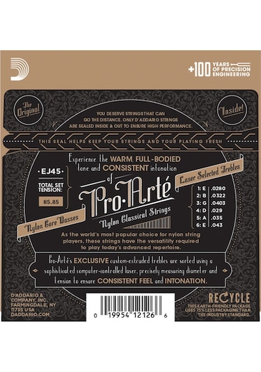 D'addario Ej45 Pro-Arté Nylon. Normal Tension Takım Tel Klasik Gi
