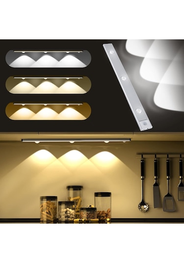 Hareket Sensörlü - Dekoratif Gece Lambası Usb Şarjlı 40 CM Silver