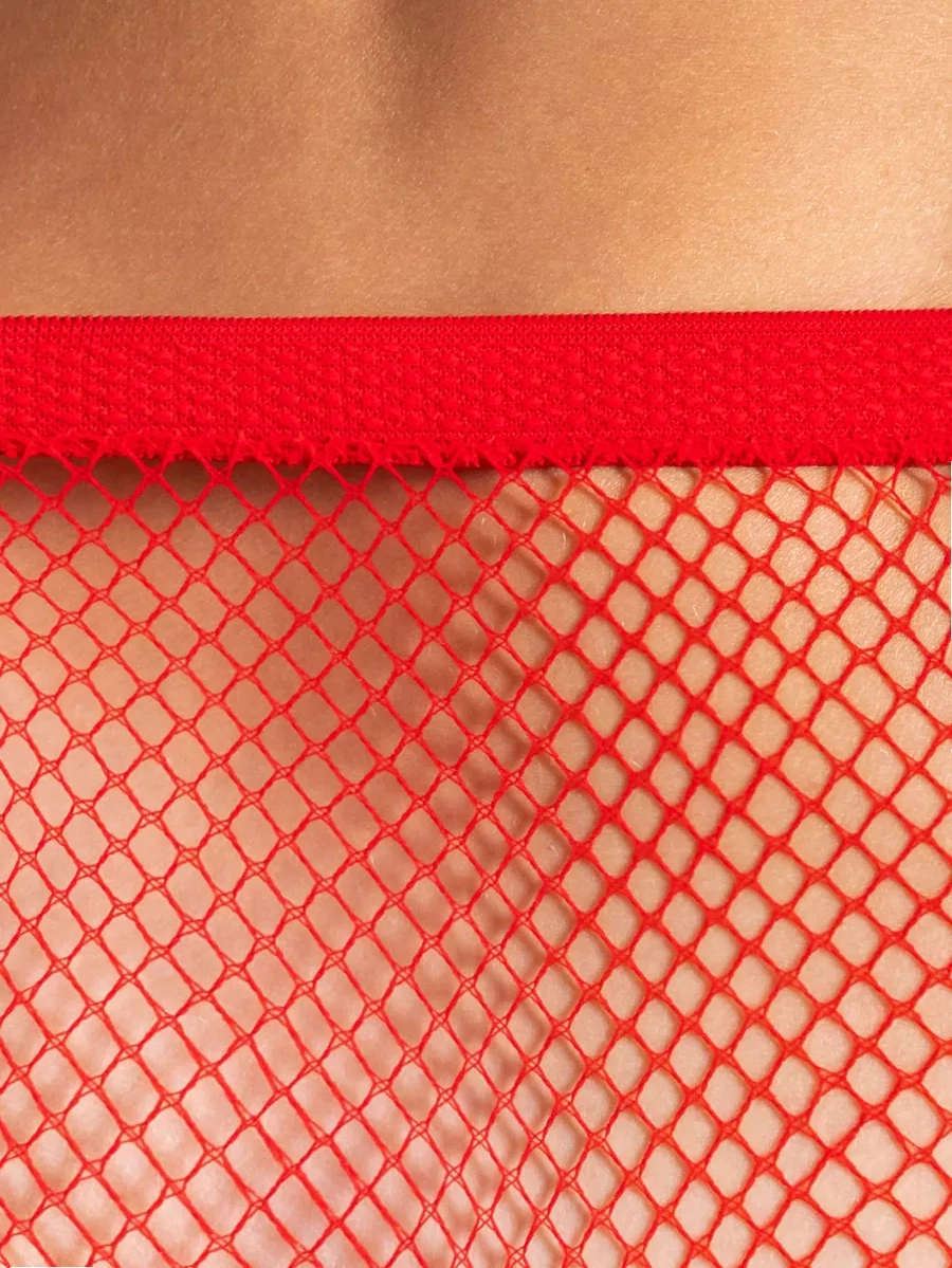 Calzeamo Kırmızı İnce Ağ Desenli Çoraplar 115233888 Kırmızı