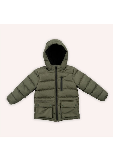 Erkek Çocuk Kapüşonlu Kaban Haki 2421bk28004-4933 001