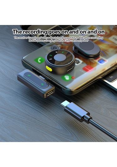 Samdoo J8 2.4g Kablosuz Kolluk Mikrofonu - 30m Alım Mesafesi, Gürültü Engelleme, Type-c + App Adaptörü, İki Mikrofonlu Set