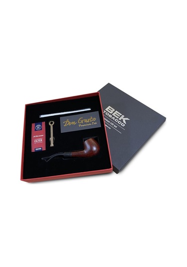 Atomic German 9Mm Gül Ağacı Pipo Seti Eğik Vişne Bordo