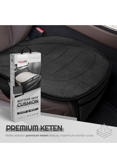 Otom Premium Ön Koltuk Minderi Yüksek Kalite Keten Ekstra Cepli Siyah