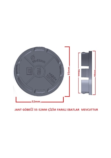 Jant Göbeği Mazda 55/52 52Mm Yuvaya Göre 4'Lü Set Sıyah