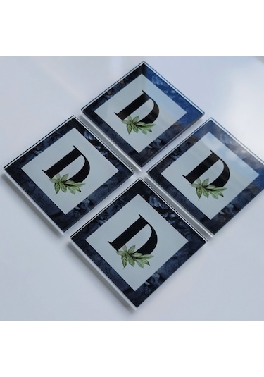 Decorita Cam Bardak Altlığı D Harfli Tasarım 4'lü Takım 10 x 10 CM Çok Renkli