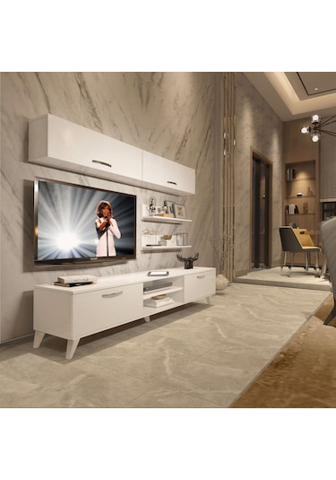 Decoraktiv Eko 5 Slm Dvd Retro Tv Ünitesi Tv Sehpası Beyaz