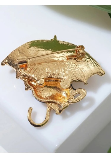 Queen Fair Şemsiyelerin Altında Broş "kedi", Siyah-sarı Altın Kaplama 170211371 Gri