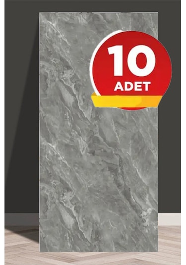 10 Adet 60x30 Kendinden Yapışkanlı Gri Pvc Panel Gri