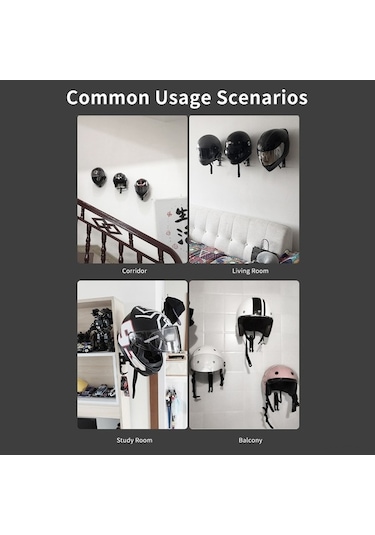 Ulzyvf Döner Çift Toplu Motosiklet Kask Askısı - Duvar Montajlı, 180 Dönüş