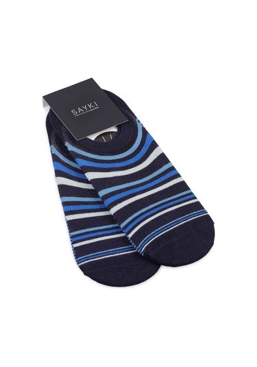 Mavi Desenli Pamuklu İkili Babet Çorap 33844 Model57