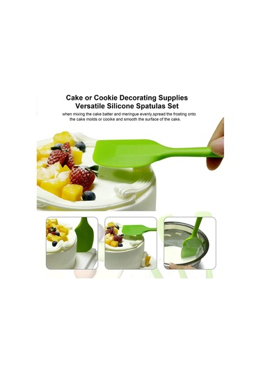 Silikon Kaşık Spatula Seti 6lı Yanmaz Yapışmaz Çizmez Yeşil 27cm