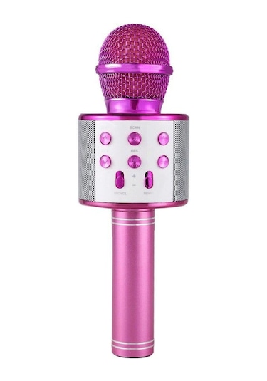Ws 858 Karaoke Mikrofon Bluetooth Hoparlör Pembe