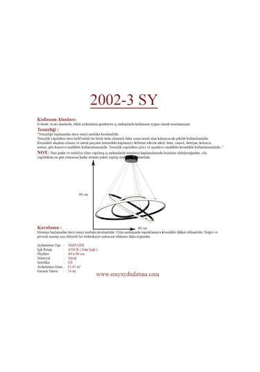 Eray Aydınlatma 2002-3 Siyah Led Avize