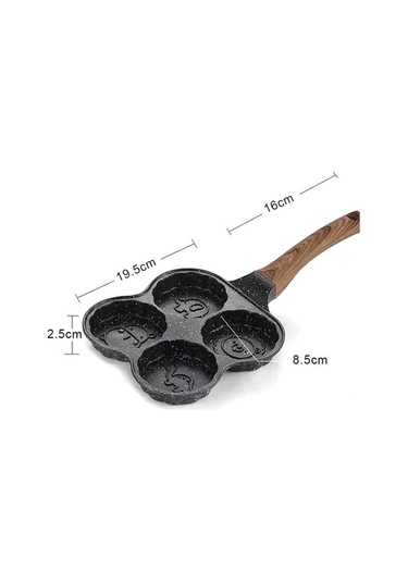 Ulzyvf 4'ü 1 Arada Yumurta Pişirme Tavası - Yapışmaz Mayfan Taş Kaplama, Tüm Ocaklara Uyumlu Siyah Siyah