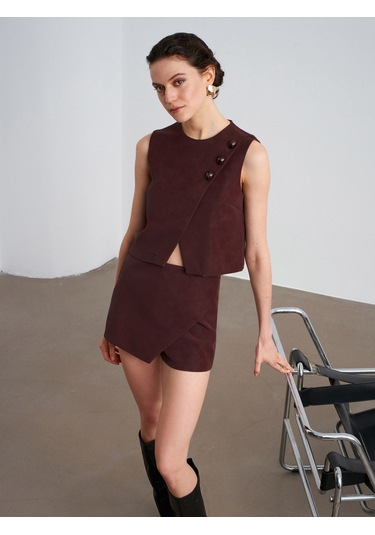 60601 Taş Aksesuarlı Top-bordo Bordo