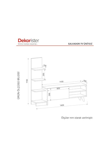 Dekorister Salvador Kitaplıklı Tv Ünitesi Beyaz