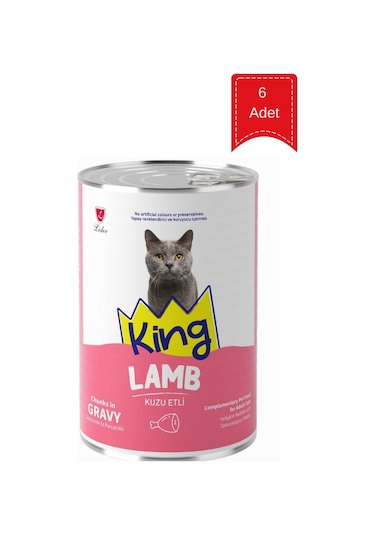King Sos İçinde Kuzulu Kedi Konservesi 400 Gr X 6 Adet