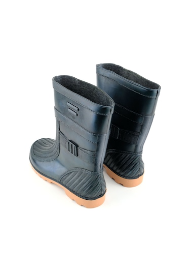 Gezer Kışlık Erkek Kısa Çay Çizmesi Siyah-kauçuk