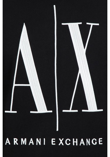 Erkek Önde Ax Logolu Bisiklet Yaka Sweatshirt - Siyah Black