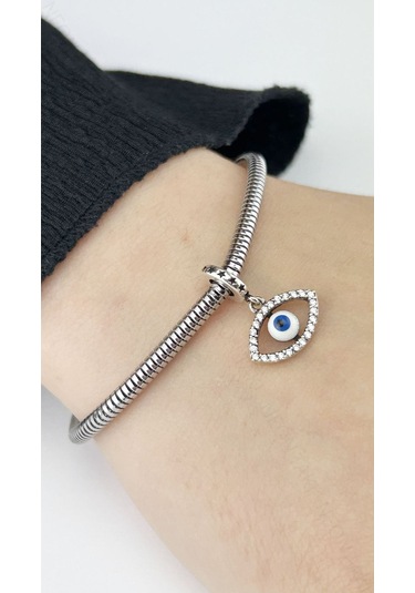 Sallantılı, Göz, Pan Bileklik İçin Çelik Charm 47, Gümüş Renk Bileklik Dahil Değildir Gümüş